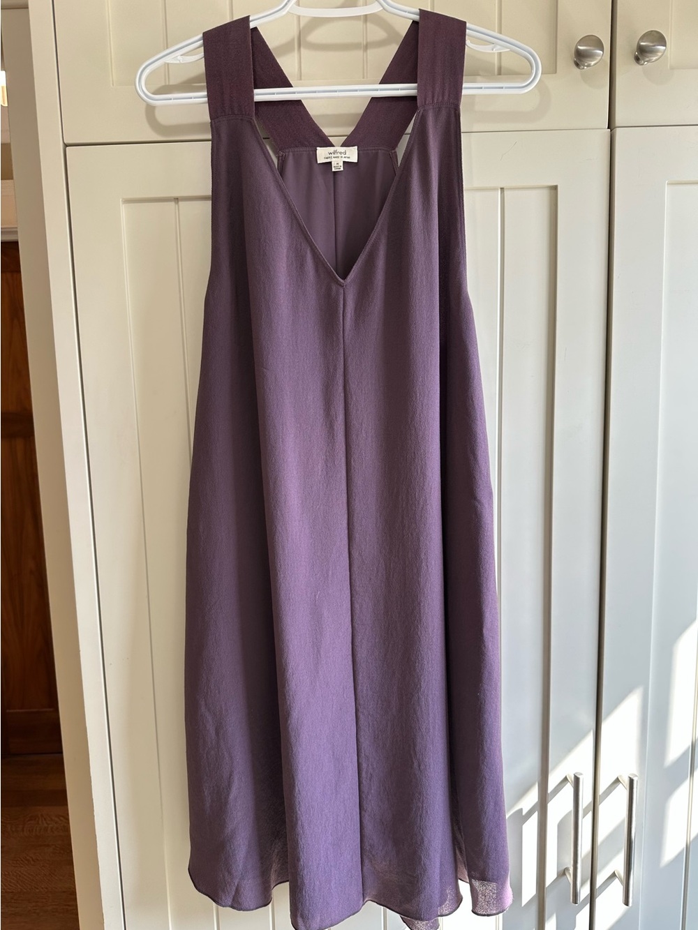 Wilfred Aritzia purple crepe tank racer back A line summer mini dress medium